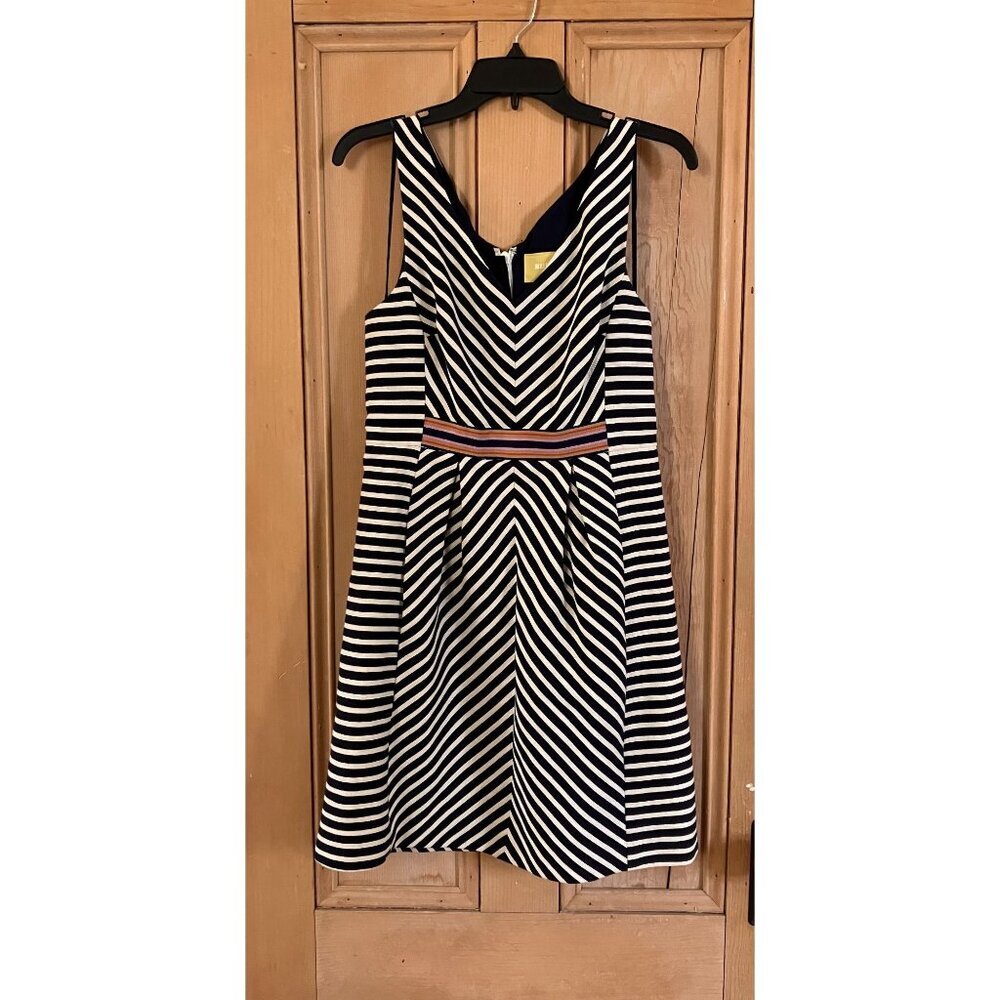 Anthropologie Womens Maeve Miltred Striped Nautical Dress Size 8 Blue SP NWOT - Picture 2 of 12